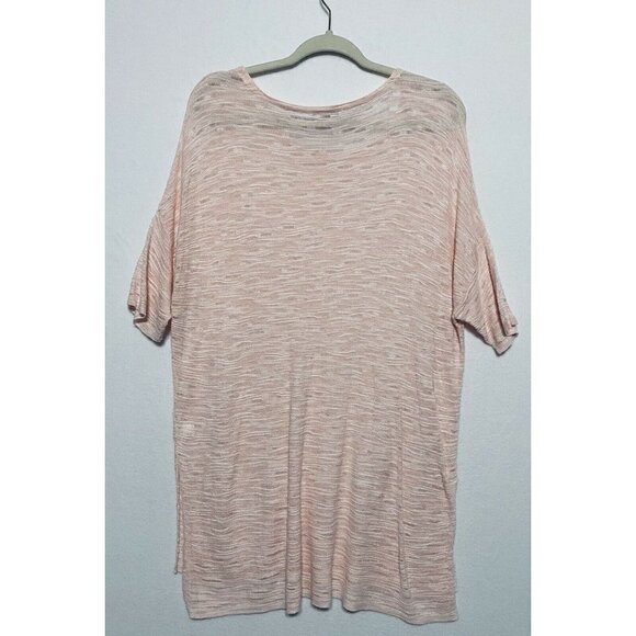 J Jill Womens Large Pink Lightweight Pullover Tunic Sweater Short Sleeves - Picture 3 of 6